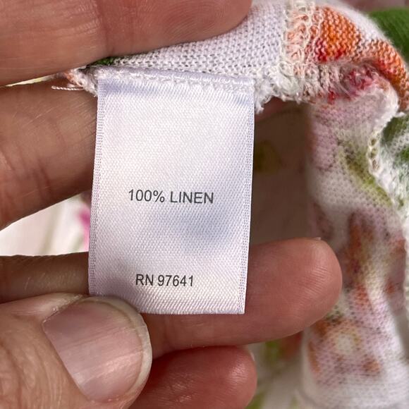 J. Jill Women's 100% Linen Colorful Floral Print Tee Size M - Picture 8 of 9